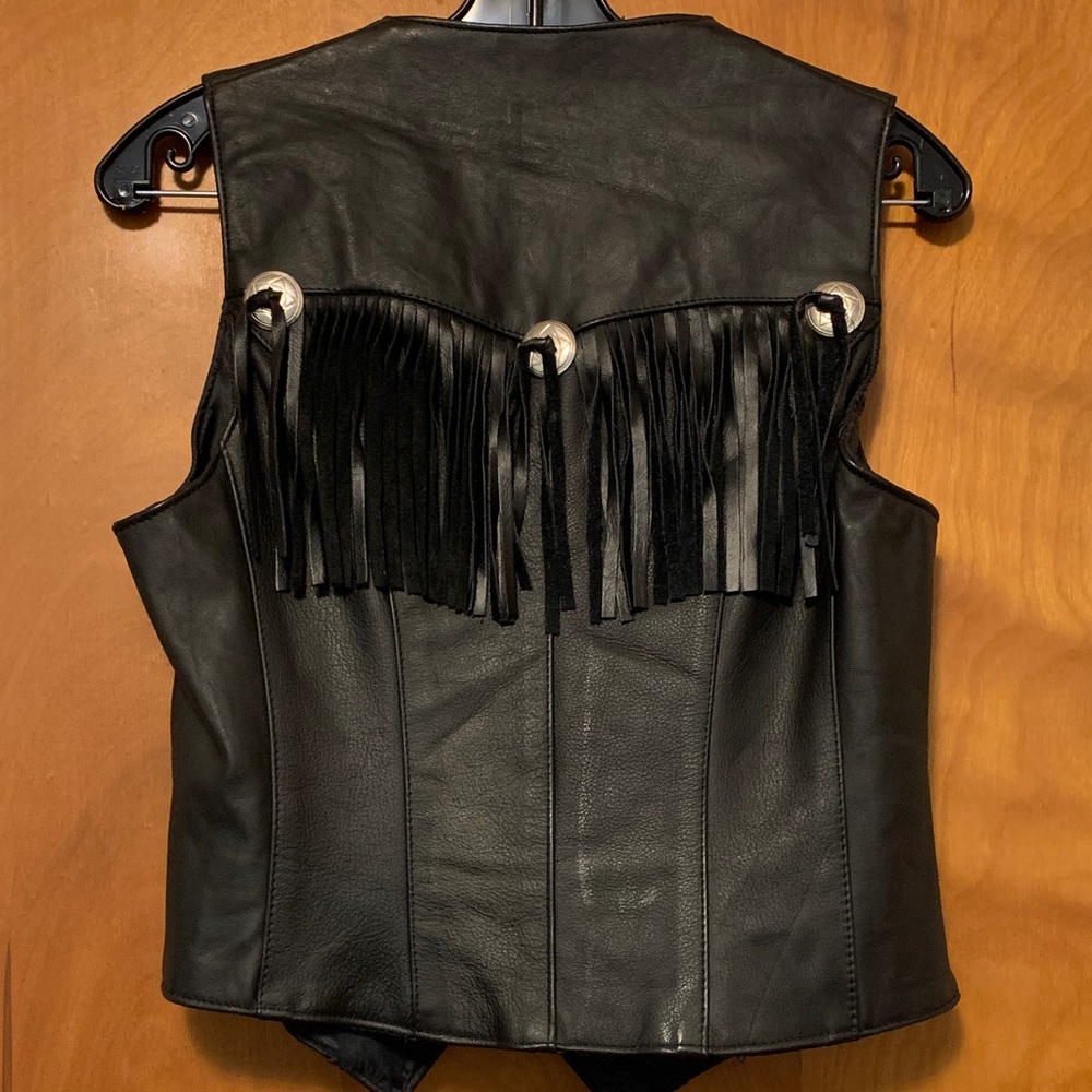 Black Leather Fringe Vest - Picture 4 of 4
